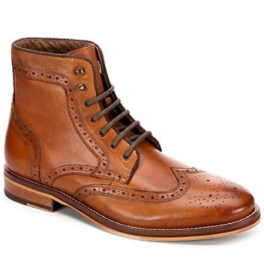Leather Johnston & Murphy Wingtip Tan Boots Men's Size 9.5 M
